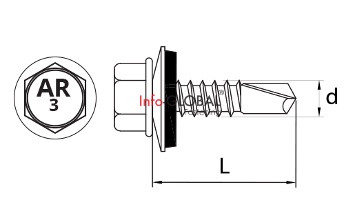 3.4. Selbstbohrende Schrauben aus Nirosta BIMETALL mit  EPDM-Scheibe zum Befestigen von Blechen an der Unterlage aus Stahl