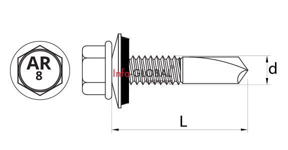 3.13. Selbstbohrende Schrauben mit EPDM-Scheibe  zum Befestigen von Blechen an der Unterlage aus Stahl