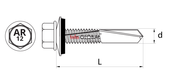 3.15. Selbstbohrende Schrauben mit EPDM-Scheibe zum Befestigen von Blechen an der Unterlage aus Stahl